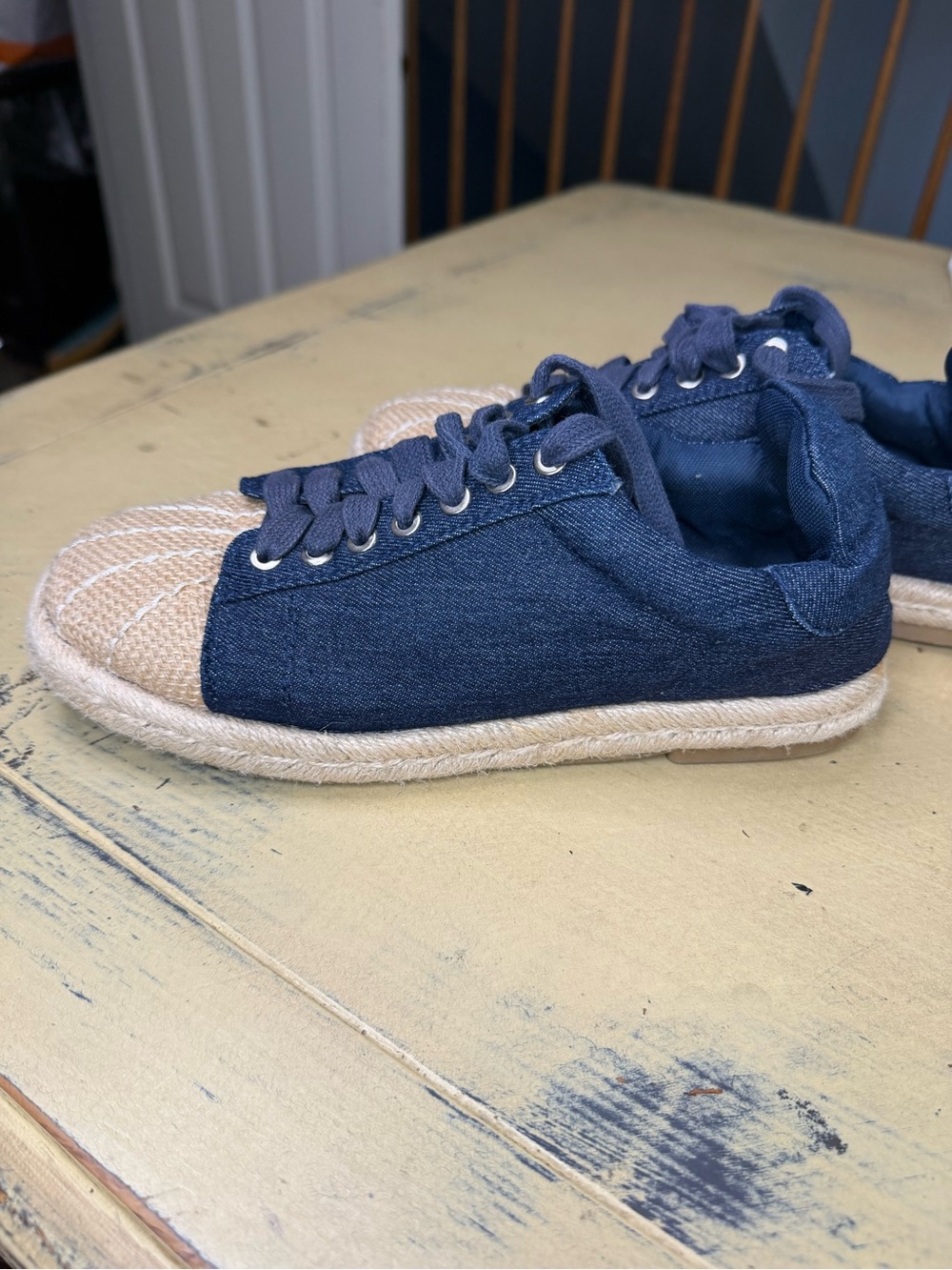 Catherine Malandrino Denim Low-Top Sneakers in Navy - Picture 2 of 9